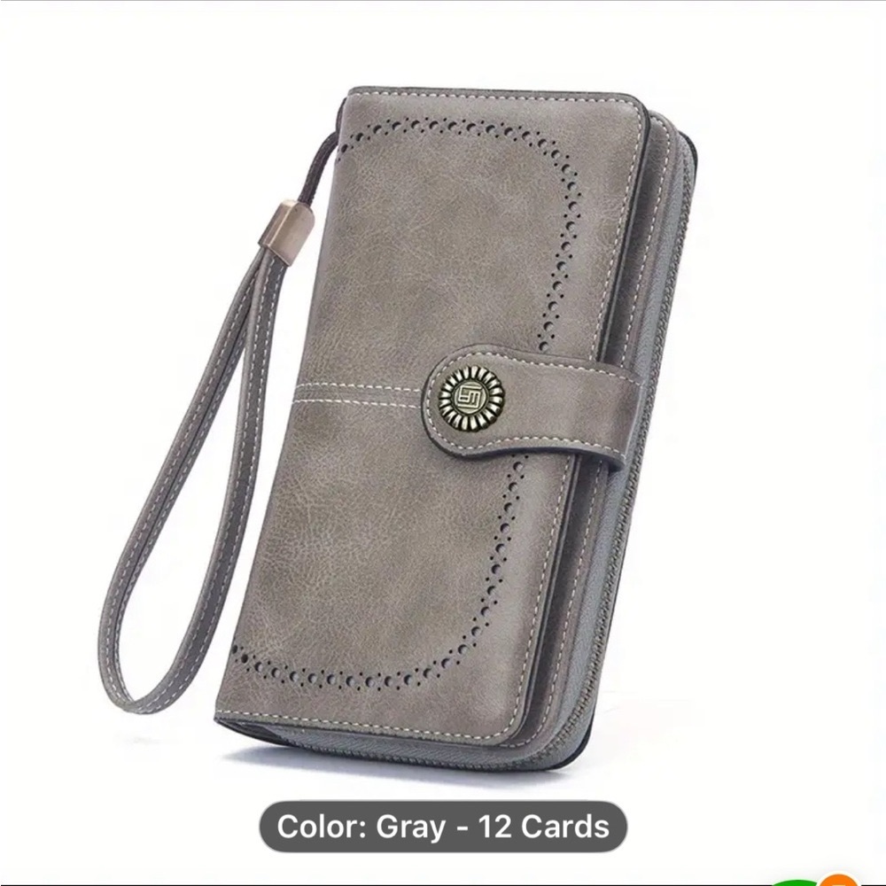 Gray Wallet with Wrist Strap